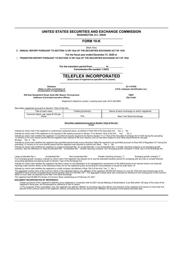 Thumbnail Teleflex 10-K Annual Report 2020