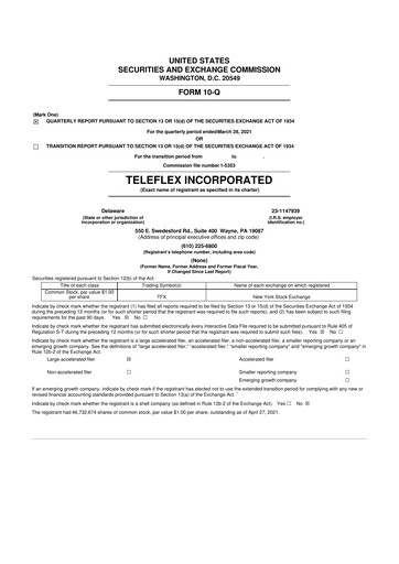 Thumbnail Teleflex 10-Q Quarterly Report FY2021 