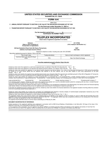 Thumbnail Teleflex 10-K Annual Report 2025