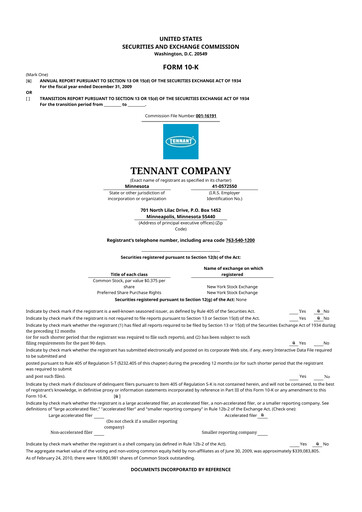 Thumbnail Tennant Company
 10-K Annual Report 