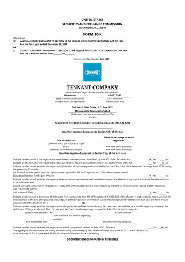Thumbnail Tennant Company
 10-K Annual Report 2011