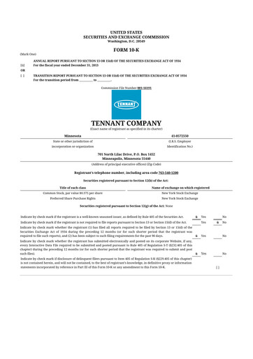 Thumbnail Tennant Company
 10-K Annual Report 2013