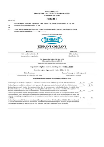 Thumbnail Tennant Company
 10-K Annual Report 2017