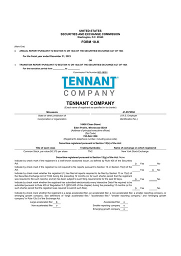 Thumbnail Tennant Company
 10-K Annual Report 2023