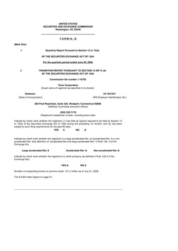 Thumbnail Terex
 10-Q Quarterly Report FY 