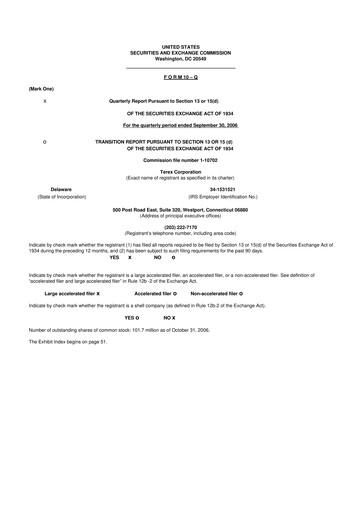 Thumbnail Terex
 10-Q Quarterly Report FY 