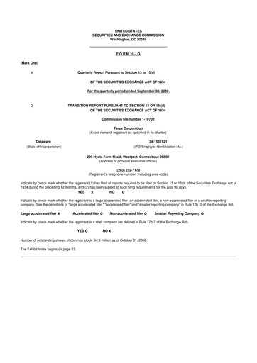 Thumbnail Terex
 10-Q Quarterly Report FY 