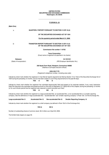 Thumbnail Terex
 10-Q Quarterly Report FY 