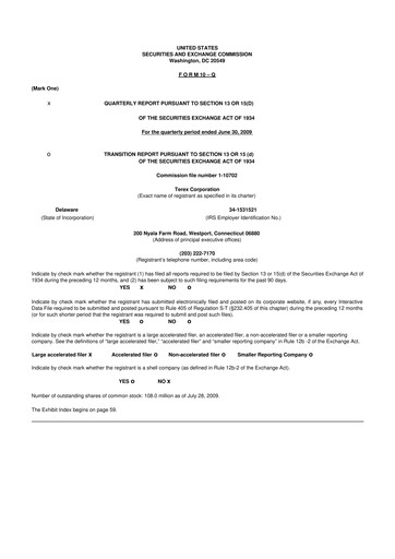 Thumbnail Terex
 10-Q Quarterly Report FY 
