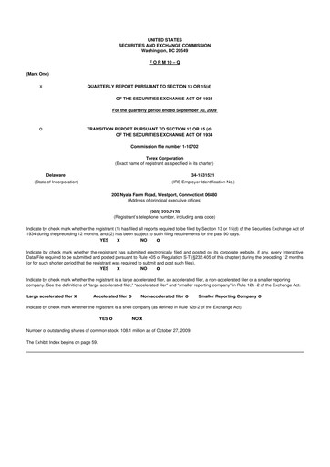 Thumbnail Terex
 10-Q Quarterly Report FY 