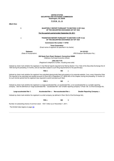 Thumbnail Terex
 10-Q Quarterly Report FY2011 