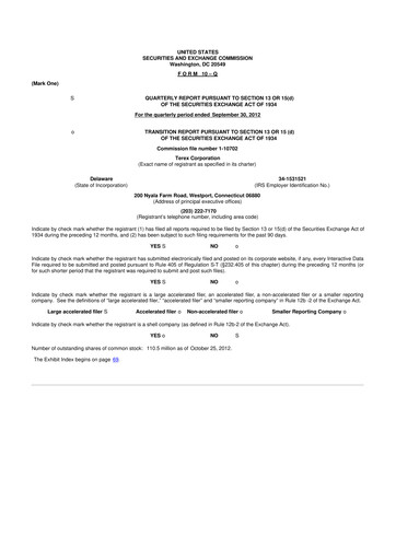 Thumbnail Terex
 10-Q Quarterly Report FY2012 