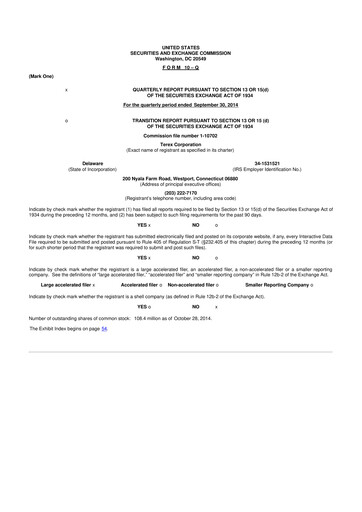 Thumbnail Terex
 10-Q Quarterly Report FY2014 