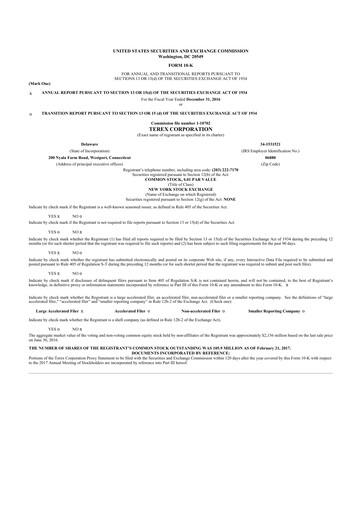 Thumbnail Terex
 10-K Annual Report 2016