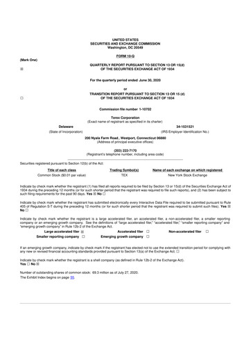 Thumbnail Terex
 10-Q Quarterly Report FY2020 