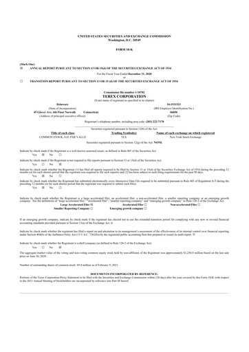 Thumbnail Terex
 10-K Annual Report 2020
