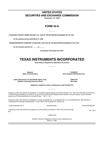 Miniature Texas Instruments 10-Q Rapport trimestriel  