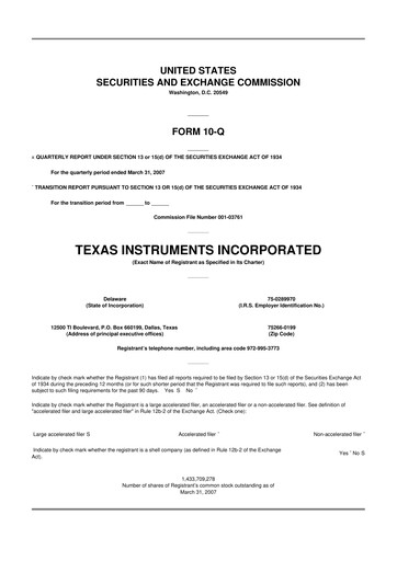 Miniature Texas Instruments 10-Q Rapport trimestriel  