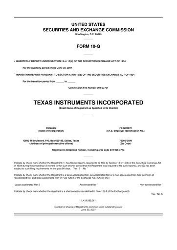 Miniature Texas Instruments 10-Q Rapport trimestriel  