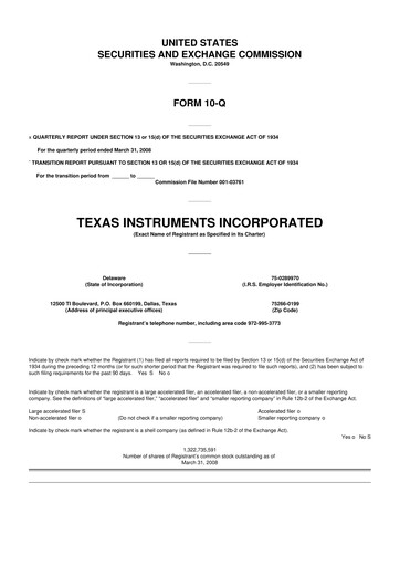 Miniature Texas Instruments 10-Q Rapport trimestriel  