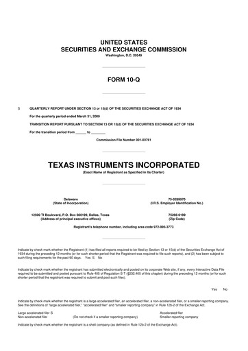 Miniature Texas Instruments 10-Q Rapport trimestriel  