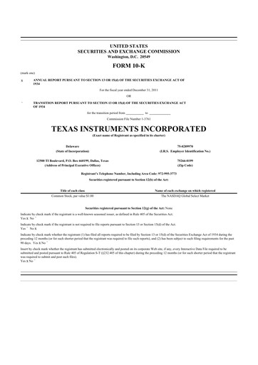 Thumbnail Texas Instruments 10-K Annual Report 2011