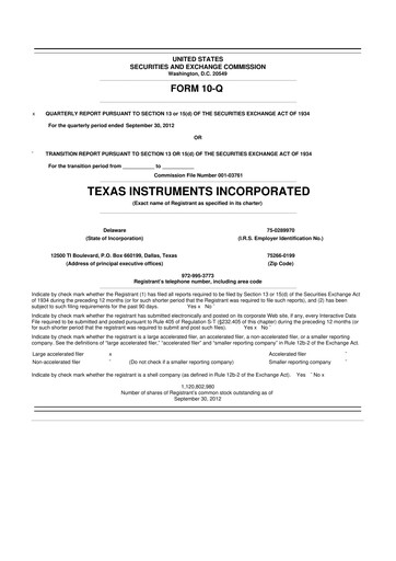 Miniature Texas Instruments 10-Q Rapport trimestriel 2012 
