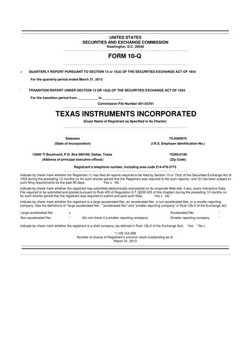 Miniature Texas Instruments 10-Q Rapport trimestriel 2013 