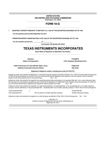 Miniature Texas Instruments 10-Q Rapport trimestriel 2013 