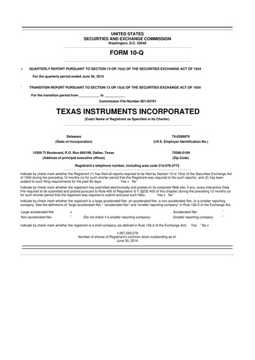 Miniature Texas Instruments 10-Q Rapport trimestriel 2014 
