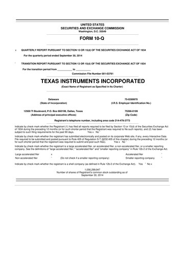 Miniature Texas Instruments 10-Q Rapport trimestriel 2014 