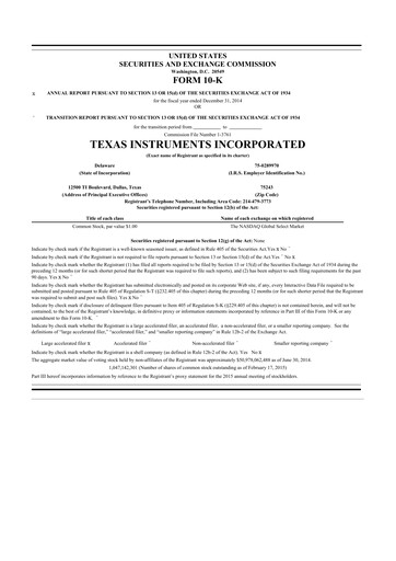 Thumbnail Texas Instruments 10-K Annual Report 2014