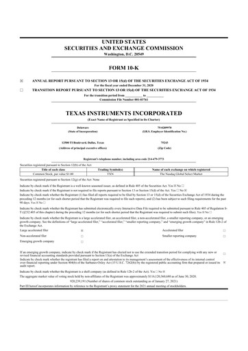 Thumbnail Texas Instruments 10-K Annual Report 2020