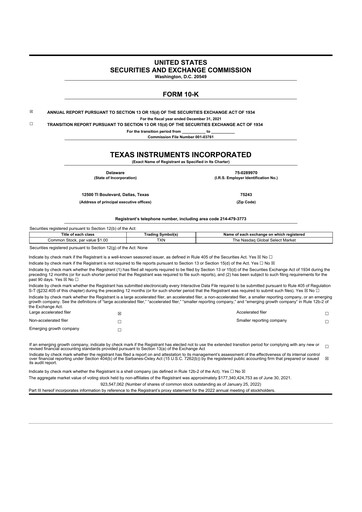 Thumbnail Texas Instruments 10-K Annual Report 2021