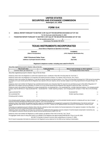 Miniature Texas Instruments 10-K Rapport annuel 2025
