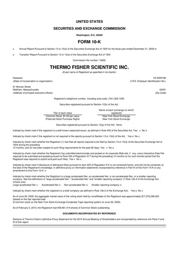 Thumbnail Thermo Fisher Scientific 10-K Annual Report 