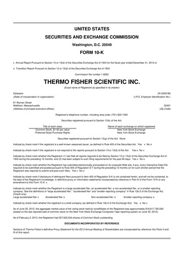 Thumbnail Thermo Fisher Scientific 10-K Annual Report 