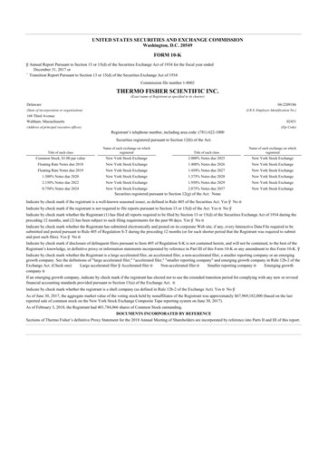 Thumbnail Thermo Fisher Scientific 10-K Annual Report 2017