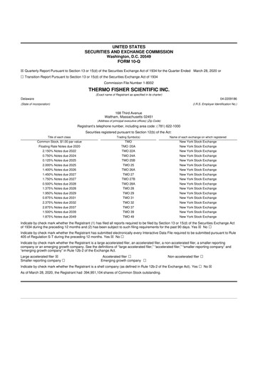 Thumbnail Thermo Fisher Scientific 10-Q Quarterly Report FY2020 