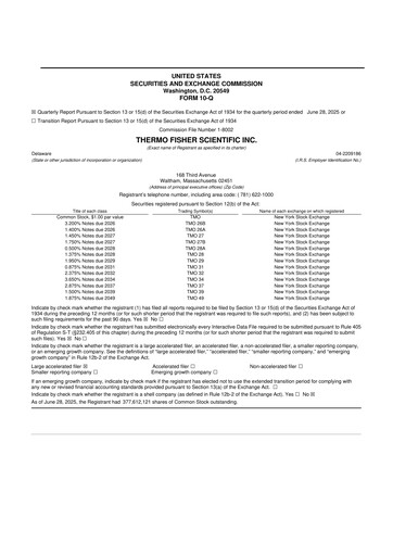Thumbnail Thermo Fisher Scientific 10-Q Quarterly Report FY2025 