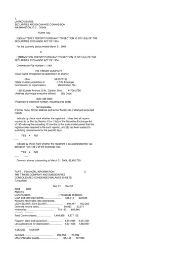 Thumbnail Timken Company
 10-Q Quarterly Report FY 