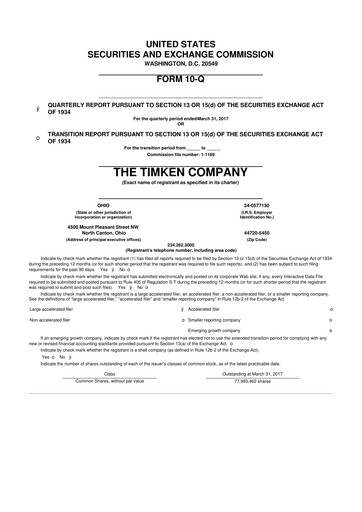 Thumbnail Timken Company
 10-Q Quarterly Report FY2017 