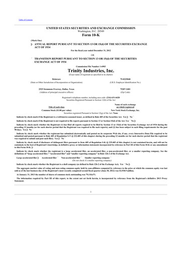 Thumbnail Trinity Industries
 10-K Annual Report 2012