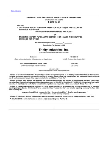Vorschaubild Trinity Industries
 10-Q Quartalsbericht 2013 