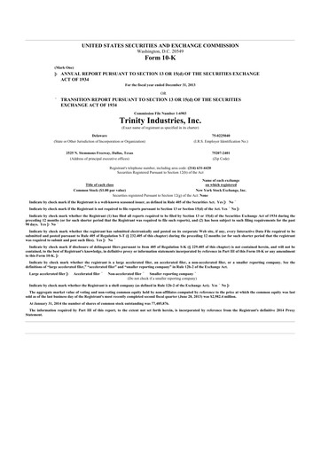 Thumbnail Trinity Industries
 10-K Annual Report 2013