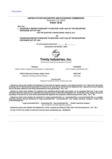 Vorschaubild Trinity Industries
 10-Q Quartalsbericht 2014 