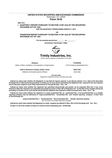 Vorschaubild Trinity Industries
 10-Q Quartalsbericht 2015 