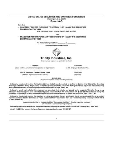 Vorschaubild Trinity Industries
 10-Q Quartalsbericht 2015 