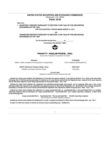 Vorschaubild Trinity Industries
 10-Q Quartalsbericht 2016 