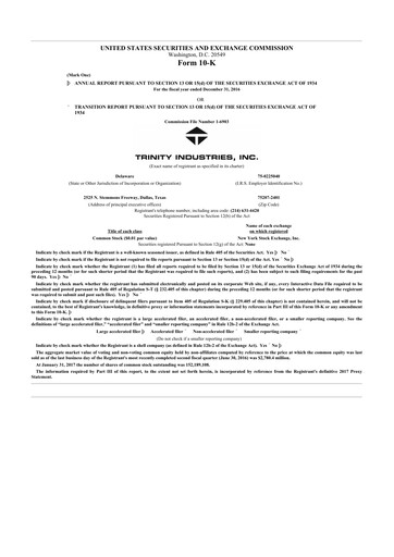 Thumbnail Trinity Industries
 10-K Annual Report 2016